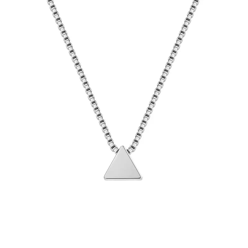 Charm 925 Sterling Silver 18 Inches Box Chain Triangle Necklace For Women Fashion Wedding Party Favors Jewelry Accessories
