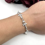 New Victorian Gothic Silver Color Egyptian Ankh Cross Symbol Chain Bracelets for Men Women Life Symbol Charm Punk
