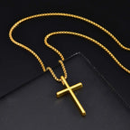 Cross Box Chain Pendant Necklace — Stainless Steel