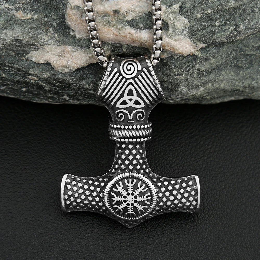 Thor Mjolnir Steel Pendant Vintage Viking Hammer