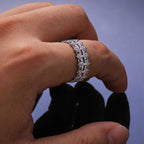 Cross Iced Out Cuban Ring Stainless Steel