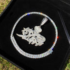 Aokaishen Iced Out Snake Hood Hustle Necklace Pendant for Men Real Gold Plated Cubic Zirconia Hip Hop Jewelry