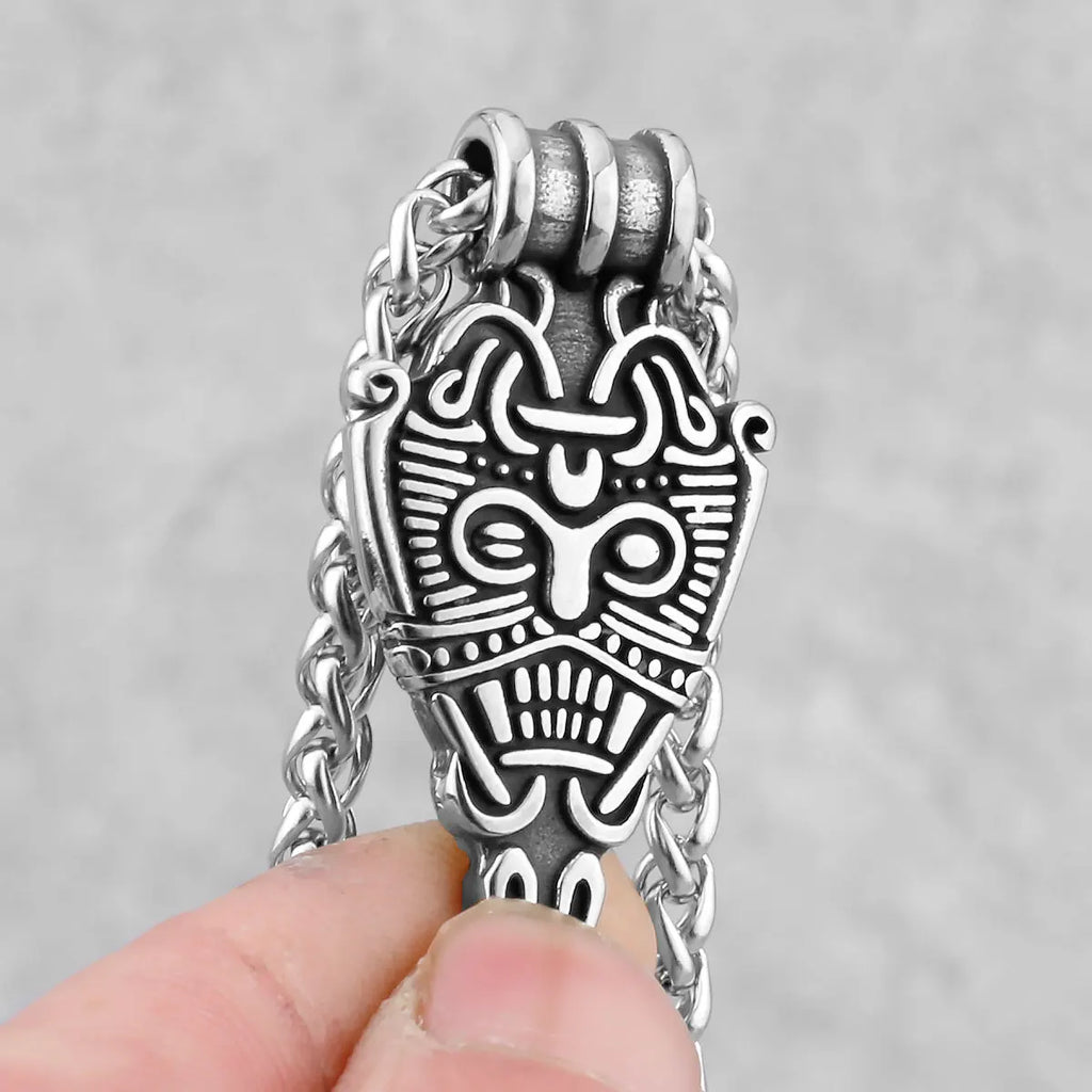 Men's Odin Face Shield Stainless Steel Personality Necklace Nordic Fashion Myth Amulet Pendant High Quality Jewelry