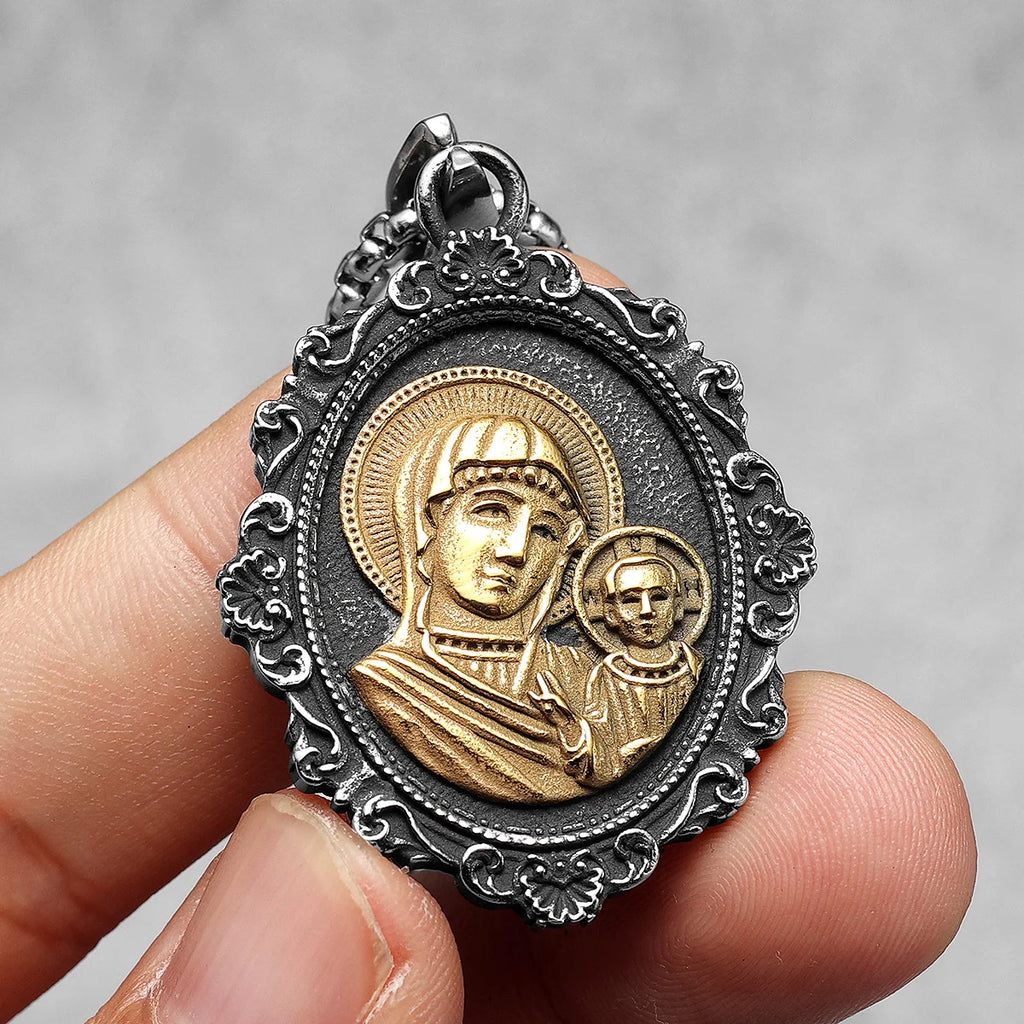 Virgin Mary Pendant Necklace — Stainless Steel