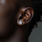 Iced Out Star Stud Earrings — 925 Silver