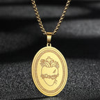 QIMING Dainty Saint George Pendant Necklace For Men Stainless Steel Warrior St. George's Dragon Medallion Mythology