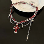 Star Cross Leather Pendant Necklace