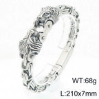 Cool 7MM Wide Men's Lion Head Link Chain Bracelet Vintage Blackened 316l Stainless Steel Bracelets Gothic Biker Jewelry