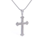 Silver Cross Pendant Necklace Vintage Box Chain