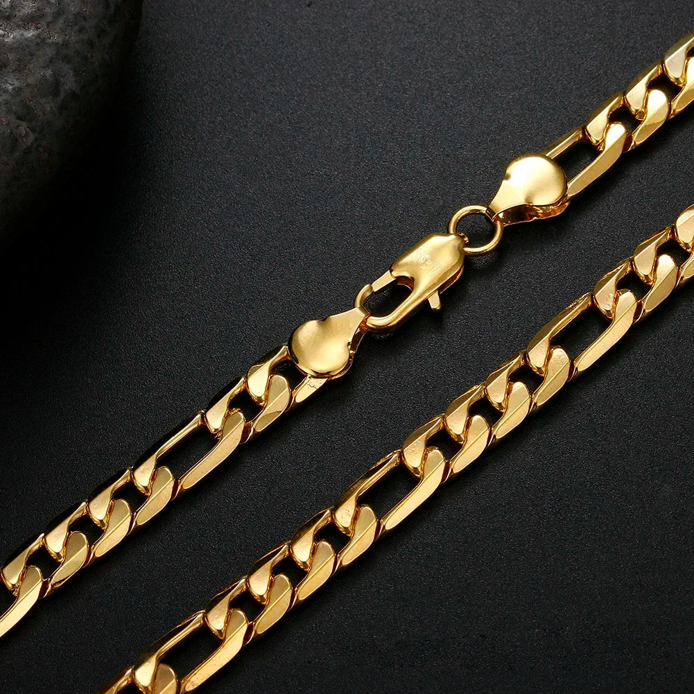 ALITREE Fine Classic 8MM sideways 18K gold Necklace charms 925 Sterling silver for men woman Jewelry wedding party