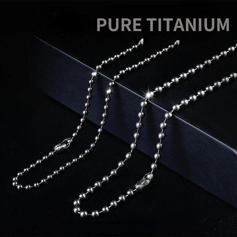 Fashion 3mm TA1 Pure Titanium Military Army Ball Bead Chain Necklace for Men Women Anti-allergy 26 inch Length