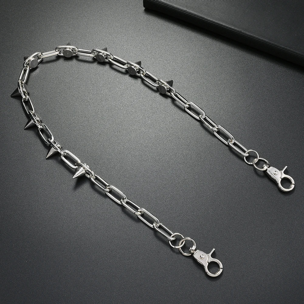 Punk Spike Wallet Chain Necklace — Zinc Alloy