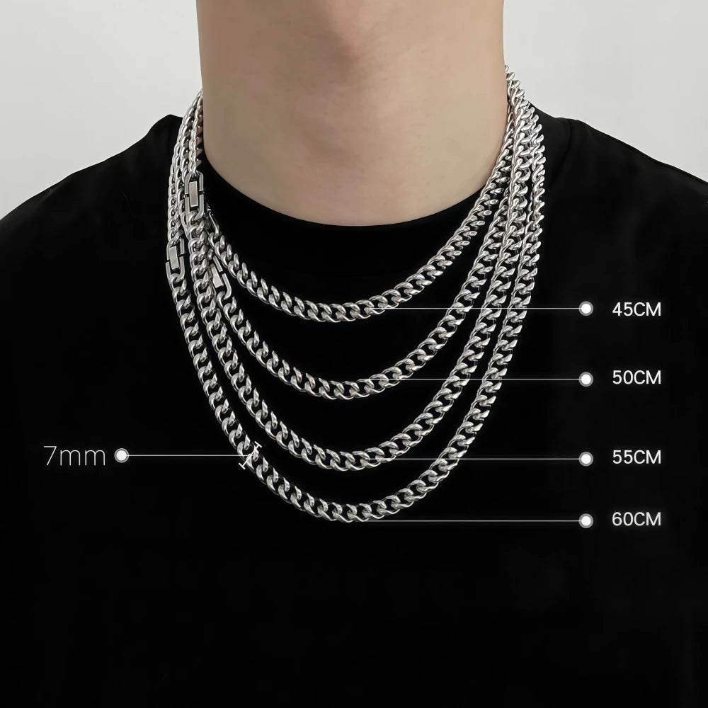 Hip Hop Buckle Cuban Necklace For Man Woman Non Fading Titanium Steel Clavicle Chain Streetwear New Couple Grunge Jewelry Gift