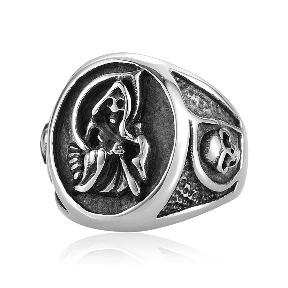 Gothic Grim Reaper Skull Ring — Stainless Steel