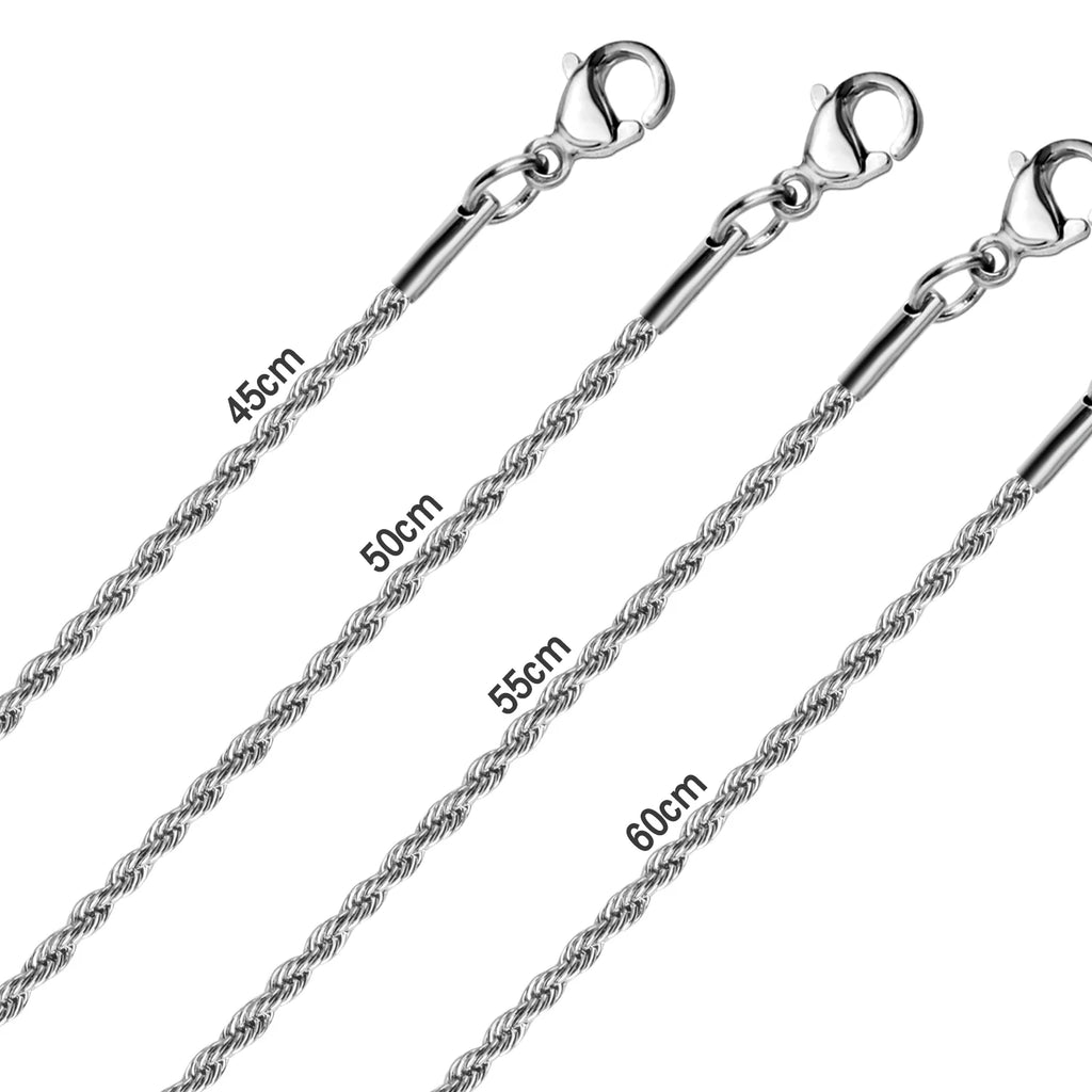 LUXUSTEEL 4MM Stainless Steel Hip-Hop Rock Unisex Fashion Jewelry Twisted Chain Necklace, Everyday Wear Versatile and Waterproof