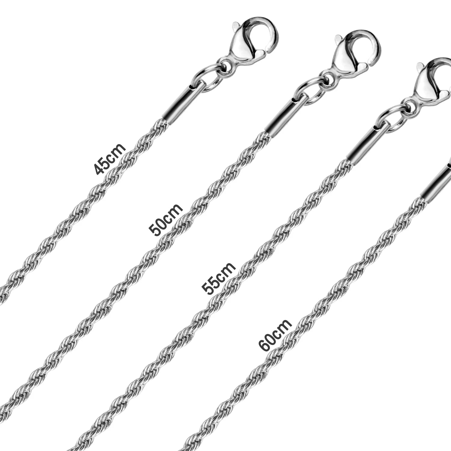LUXUSTEEL 4MM Stainless Steel Hip-Hop Rock Unisex Fashion Jewelry Twisted Chain Necklace, Everyday Wear Versatile and Waterproof
