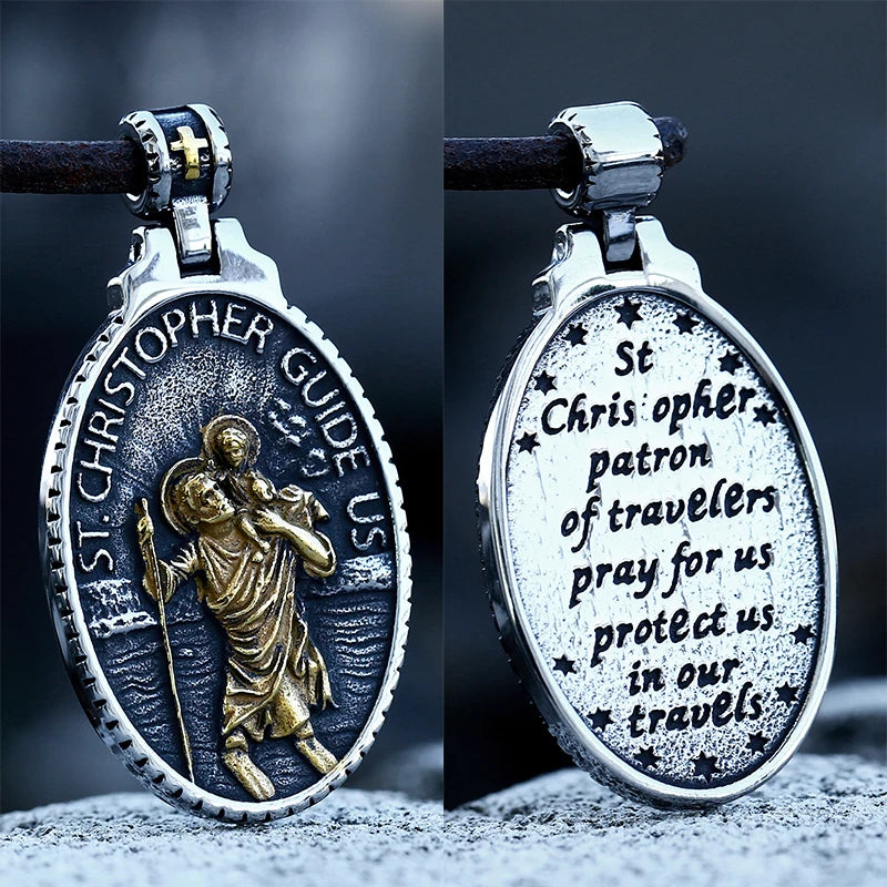 St Christopher Men's Patron Saint Of Time Travelers Archangel Michael dragon slayer st george Pendant Chain Necklace