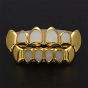 Open Face Teeth Grillz Hollow Top & Bottom Caps — Gold-Tone