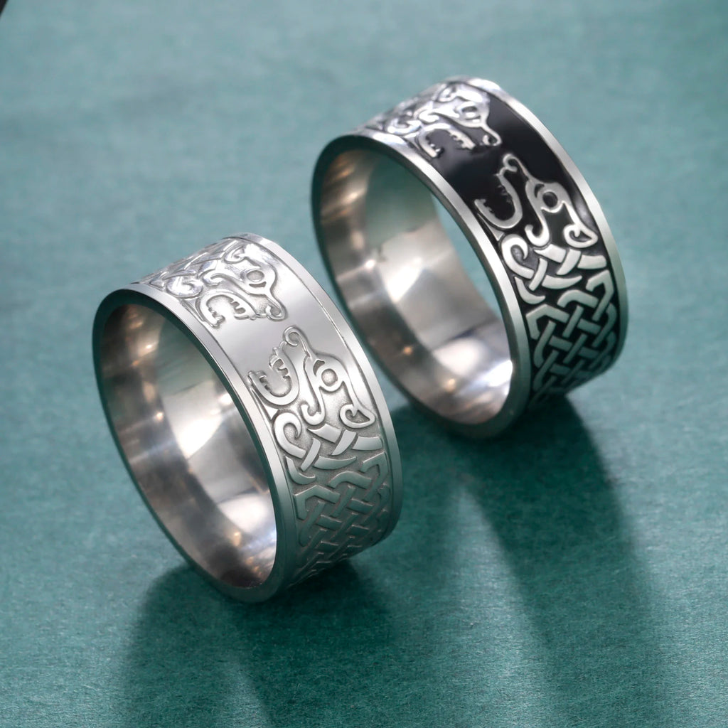 Viking Giant Wolf Knot Ring — Stainless Steel