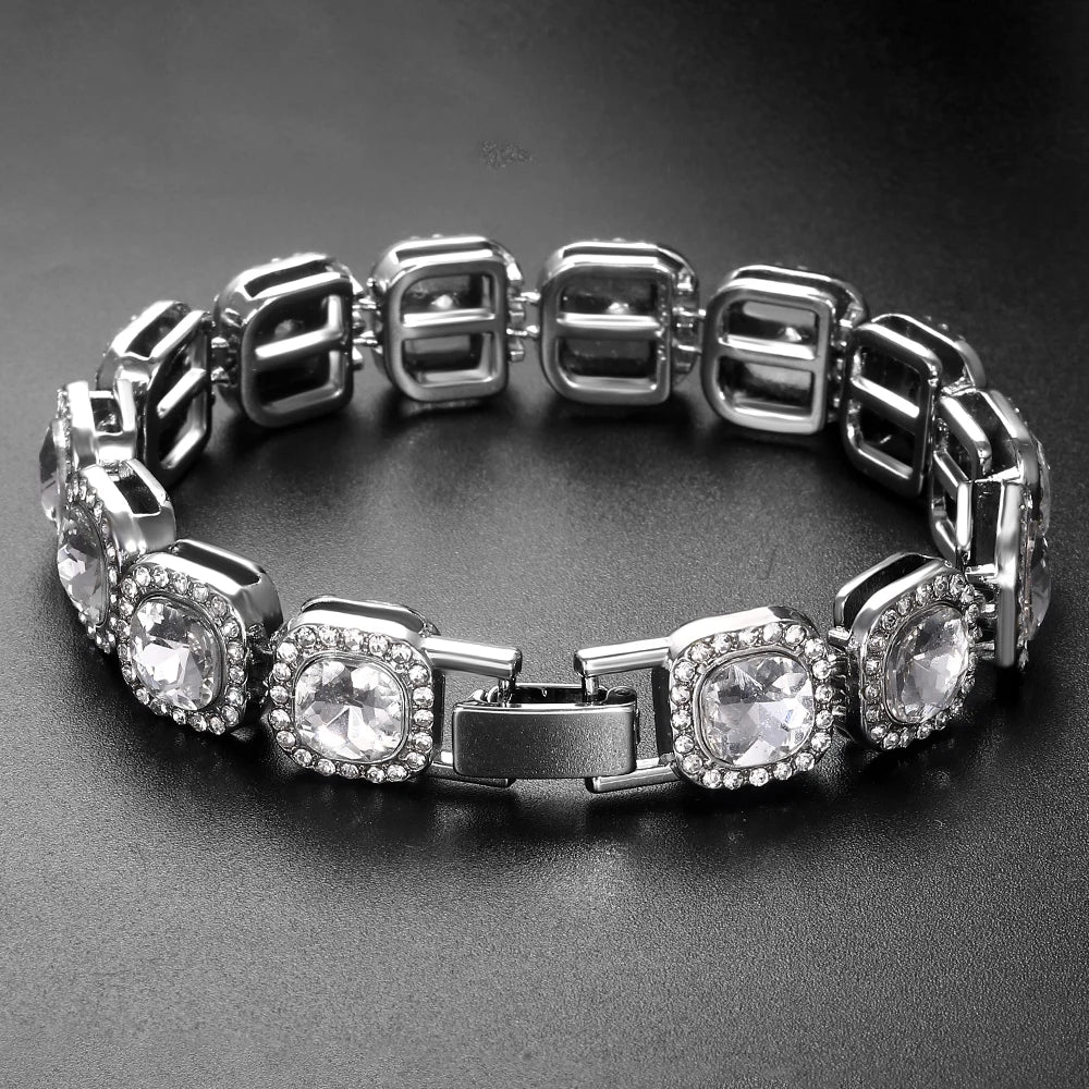 13mm Crystal Tennis Bracelet Iced Out Chain Bracelets For Women Men Bling Pink Rhinestone Hip Hop Lady Bracelet Fashion Jewelry
