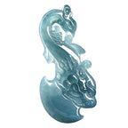 Natural Emerald Blue Water Dragon Phoenix Ax , Ice , Pendant for Men and Women, Jade Ornament