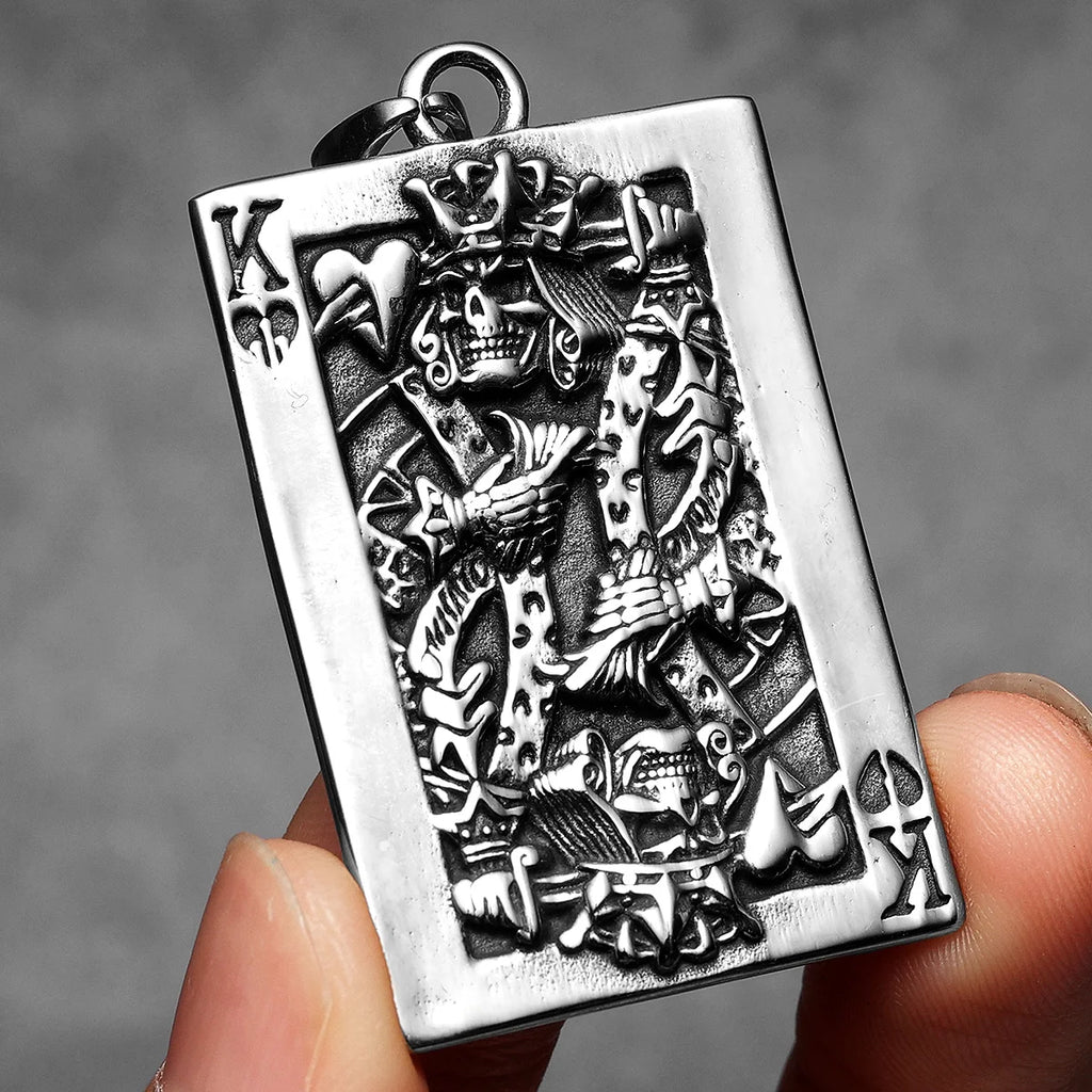 Poker Carving Pendant — Stainless Steel