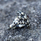 NEW Men's 316L Stainless-Steel Rings Skull Head With Red Zircon Ring Vintage Gothic Punk Jewelry Gifts Free Shipping
