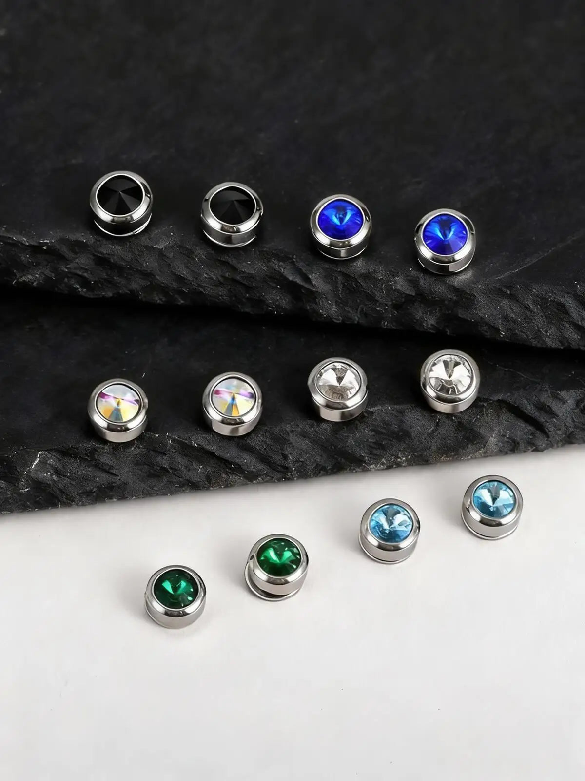 Iced Out Zircon Clip Earrings — Stainless