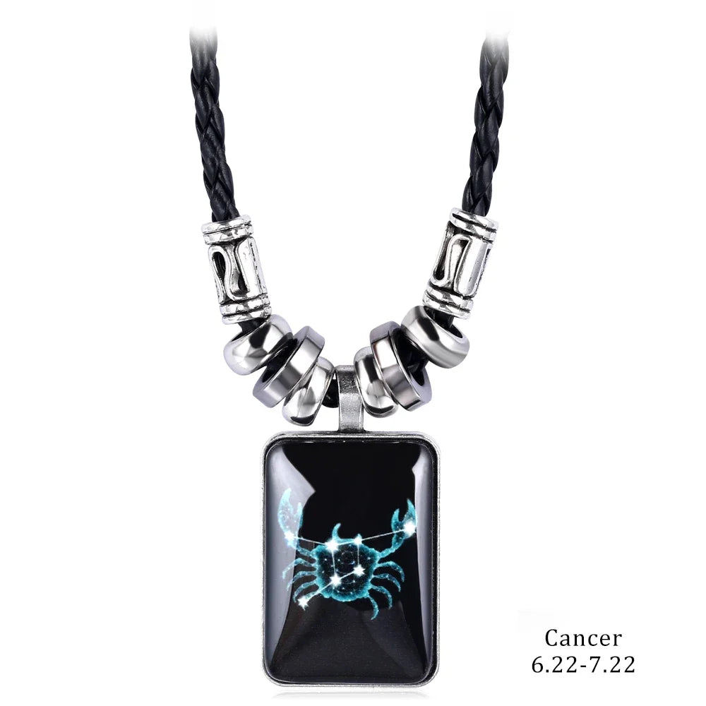 2024 Personalized Pendant Necklace Galaxy Constellation Design 12 Zodiac Sign Horoscope Astrology Necklace For Women Men Resin J