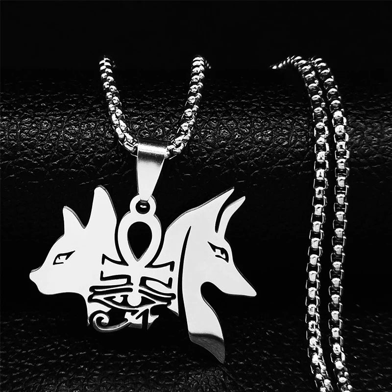 Egyptian Scarab Eye of Ra Horus Symbol Necklaces Stainless Steel Gold Color Ankh Key Of Life Necklace Jewelry collares