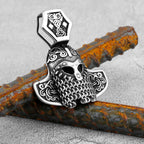 Nordic Odin Crow Skull Pendant Necklace Gothic Stainless Steel Raven Skull Compass Rune Necklace for Men Punk Jewelry