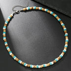 Fashion Nature Stone Wooden Necklace For Men Trendy Wooden Coconut Shell Natural Turquoise Beaded Necklace Gifts
