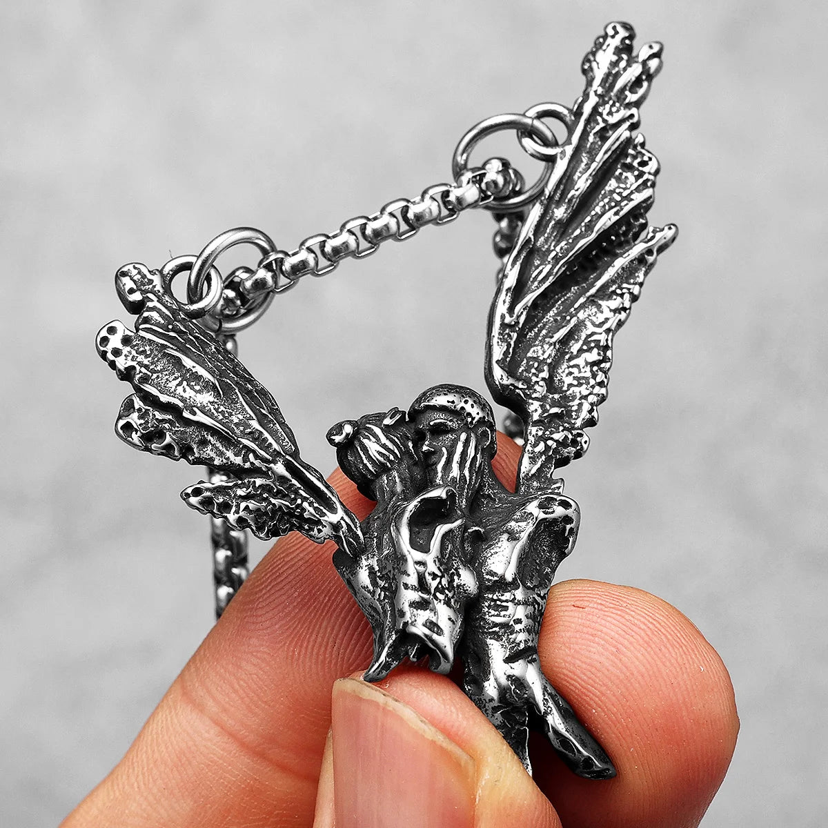 Angel Kiss Pendant Necklace — Stainless Steel