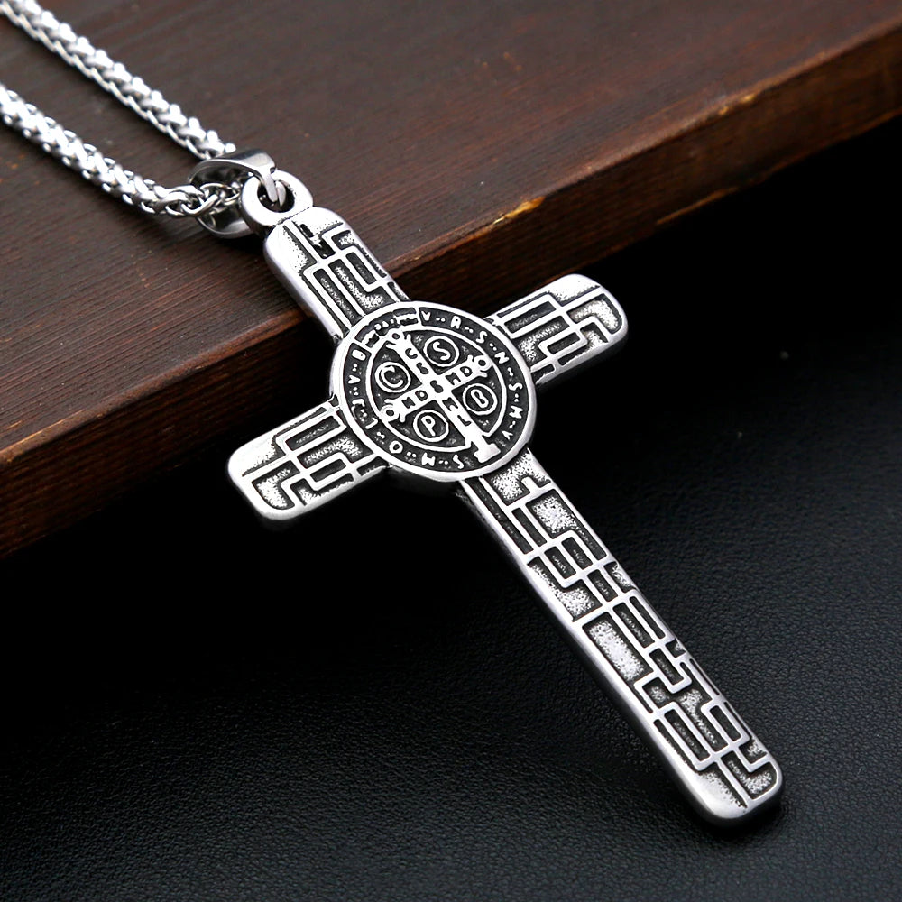 Jesus Cross Stainless Steel Pendant Necklace