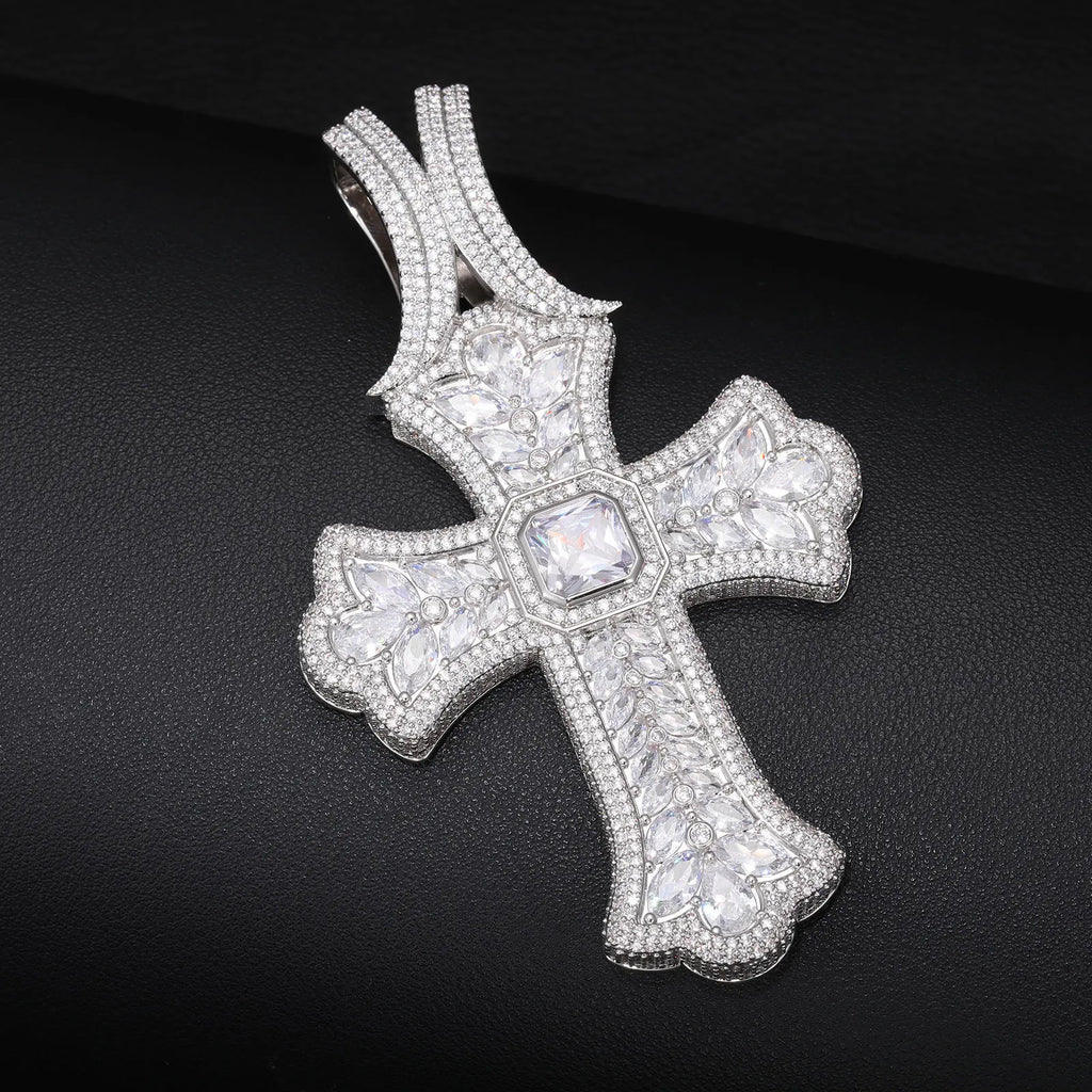 Full Cross Necklace Unisex Hip Hop Cuban Chain Sparkly Pendant For Men Women
