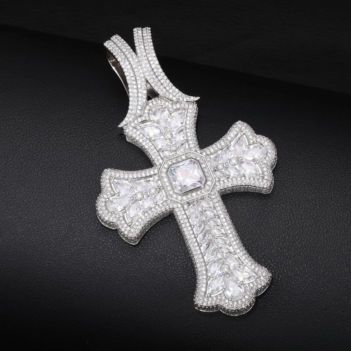 Full Cross Necklace Unisex Hip Hop Cuban Chain Sparkly Pendant For Men Women
