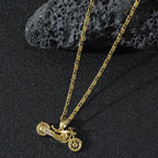 Luxury 24K 9999 Pure Gold real gold Ancient motorcycle pendant ruffian handsome men's necklace