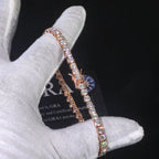 925 Silver VVS Moissanite Tennis Necklace Rose Gold