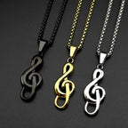 Musical Note Treble Clef Pendant Necklace For Women Men Stainless Steel Gold Color Hiphop Fashion Daily Wear Gift