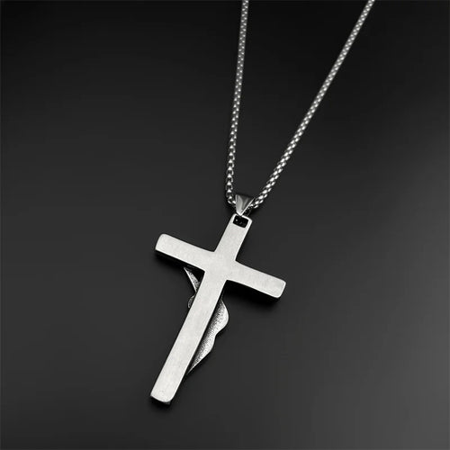 Cross Jesus Crucifix Silver Pendant Guitar Punk