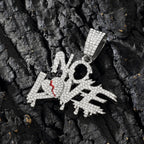 Men Women Hip Hop No Love Heart Letter Pendant Necklace with 13mm Cuban Chain Iced Out Bling Hiphop Necklaces Charm