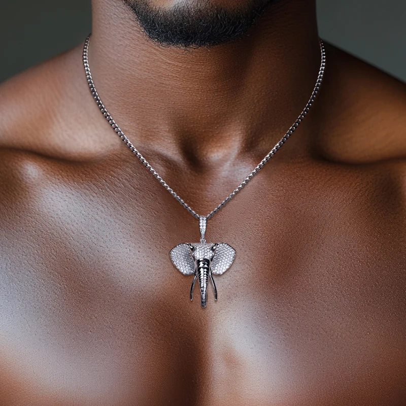 Iced Out Elephant Pendant — 925 Silver