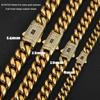 Black Cuban Bracelet Iced Out 8-14MM Stainless Steel