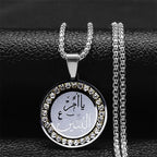 Muslim Islamic Religious Stainless Steel Crystal Necklace Women Islam Quran Allah Pendant Necklaces Arabic Jewelry