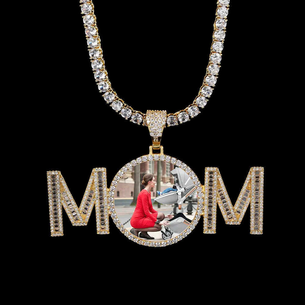 Iced Out Photo Pendant Necklace Memory