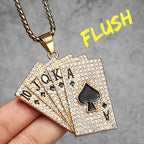 Royal Flush Poker Card Pendant Necklace — Stainless Steel