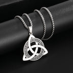 Stainless Steel Trinity Celtic Knot Nordic Rune Pendant Necklace Retro Ethnic Style Irish Knot Lucky Amulet Jewelry for Men
