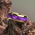 Blue Abalone Shell Inlay Rings for Men, Fashion 8mm Black Brushed Men Stainless Steel Rings, Wedding Band Jewelry Gift