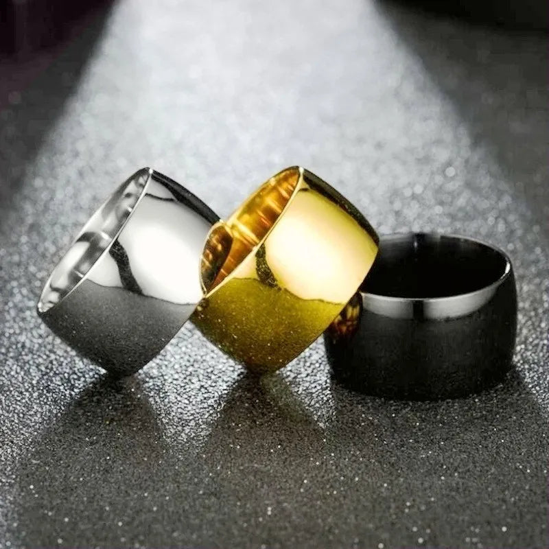 Steel Ring 12MM Wide Smooth Punk Finger Band