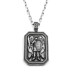 Archangel Michael Shield Pendant — Silver-Tone